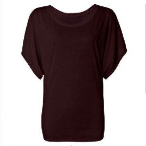 Bella Flowy Draped Sleeve T-Shirt (MAROON)