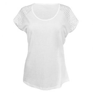 Misses Relaxed Fit Bella Missy V-Neck Tee (White-Silver)